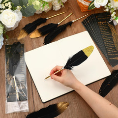 25 Sets Feather Pen Wedding Favors Bulk Bridal Shower Quill Ballpoint Pens Gold