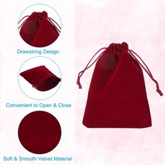12Pcs Velvet Gift Bags 4″ x 5″ Velvet Drawstring Jewelry Pouches Burgundy