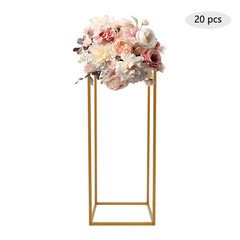 Gold 20 PCS Geometric Flower Stand For Wedding, Flower Stand 9.45*9.45*23.62 in