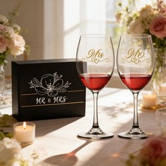Newlyweds,Mr and Mrs Wine Glass Set,Wedding Glasses