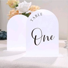10 DIY White Arch BLANK Wedding Table Signs W/ Stands, 5×7 Acrylic Blank Signs