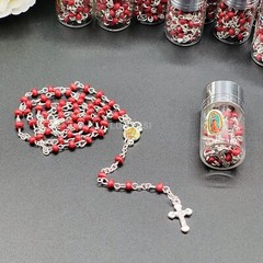 US 12 Lady Guadalupe Rosary Silver Cap Glass Jar Baby Shower Baptism Party Favor