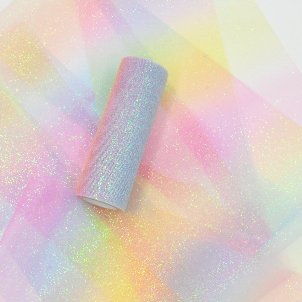 Rainbow Glitter Tulle Rolls 6 Inch X 10 Yards Shimmer Color for Table Runner Cha