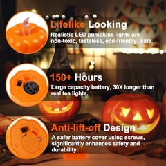 Fall Decorations for Home Pumpkin Tea Lights, 12 Pack LED Orange 12 PACK