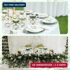 Gueevin 50 Set Wedding Thank You Boxes with Handles Ribbon Label 6×3.4×3.5» Gab