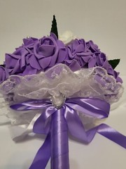 Lot 4 – Bridesmaid Bouquet Wedding Pearl Artificial Fake Flowers Purple Lavender