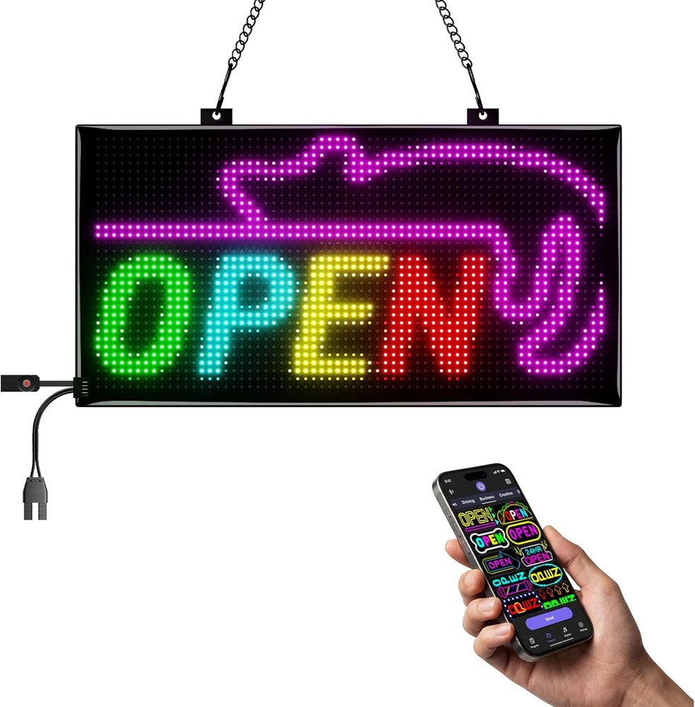 Programmable LED Open Sign with App Control for Cafes and Bars