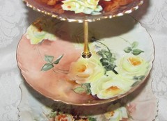 Custom Three Tier Tea Party Cake Stand Made With Antique Hand Painted Plates