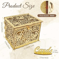 Glittery Gold Wedding Card Box with Lock Wooden Gift Card Box for Wedding Rec…