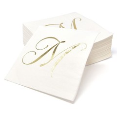 100 Monogram Letter M Cocktail Napkins Gold Foil Initial Hand Towel Napkin | …