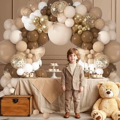 Balloons Arch Kit, 152 Pcs Beige Nude Sand White Metallic Gold Confetti Brown