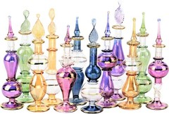 NileCart Egyptian Perfume Bottles Set Of 12 Size 4” Hand Blown Multi