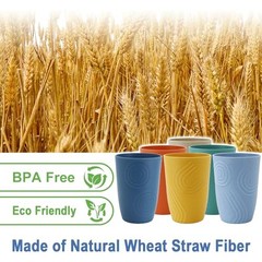 Wheat Straw Cups 16 OZ, Plastic Drinking Glasses, Drinking 16 oz Multicolor
