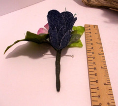 Denim Bridal Bouquet Roses w Spring Flowers & Denim Rose Corsage Country Wedding