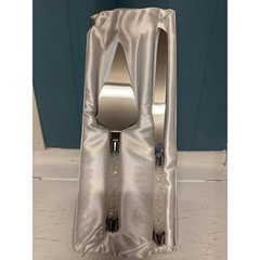 Crystal Handle Cake Knife Server Set Silver Wedding Party Serving Utensils