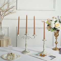 Taper Candles 12 Unscented Beige 11 in Long Spiral Premium Wax 11″,
