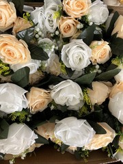 Pcs of 10 Fake Flower Ball Arrangement Bouquet,15 Heads Plastic Roses Peach