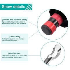 uxcell Wine Stoppers, 4Pcs 16mm/0.63″ Expanding Manual Beverage Red Black