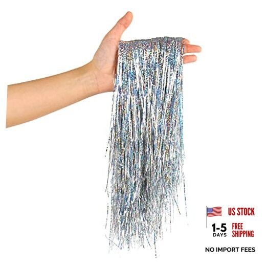 2000 Strands Christmas Tinsel Icicles, 19.7″ Shiny Mylar Foil Icicle Silver