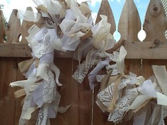 Burlap Wedding Decoration Lace Rag Garland Banner Shabby Cottage Chic 10 feet