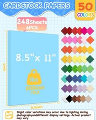Nidkoud 252 PCS Colored Cardstock 8.5″ x 11″, 50 252PCS, 50 Assorted Colors