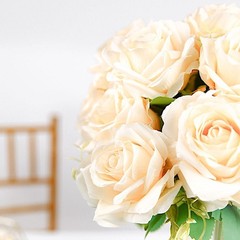 CREAM 2 Bushes 18″ ARTIFICIAL Faux Silk Rose FLOWERS Bouquet Wedding Decorations