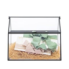 Black Glass Cards Box with lid for Wedding, Birthday, Party Reception – 10.2x…