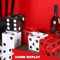 50 Pcs Dice Favor Boxes 4 x 4 x 4 1 Count (Pack of 50), Black, White, Red