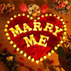 Roowest Marry Me Letters Light Proposal Decorations Set Includes 6.3″, Yellow