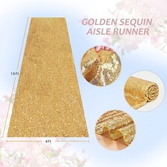 4FT×15FT Gold Glitter Aisle Runner – Stain & Water Resistant for Special Events