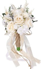 Elegant Artificial Wedding Bouquet with Champagne Roses & Hydrangeas – 7.5in