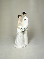 Navy Enlisted Whites Military Groom and Bride wedding cake topper top OD130