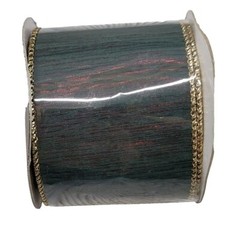 Ribbon Wired Green Red Gold Double Sided Christmas Wedding Bow Wreath 4 yds 2.5″