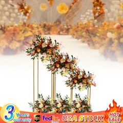 Gold Wedding Flower Stand Plating Floral Decor Vase Floor Column Stand Sets of 3