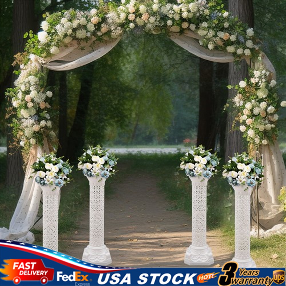 4PCS White Wedding Roman Column, Roman Columns Wedding Column Flowerpot Stand