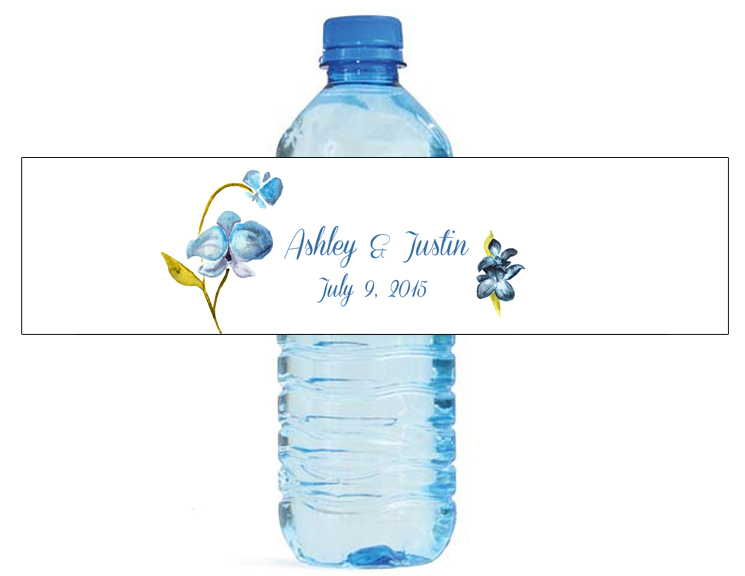 100 Orchid Floral wedding anniversary Engagement party Water Bottle Labels