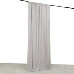 5 ft x 10 ft SILVER 4-Way Stretch Spandex Divider Backdrop Curtain Party Wedding