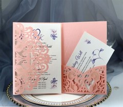 100PCS Wedding Invitation Card Personalized Laser Cut Romantic Party Floral Lace