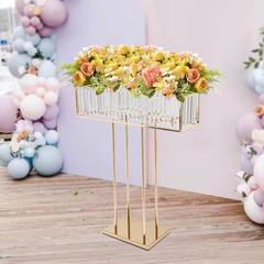 27 In. X 35 In. Gold Modern Rectangular Iron Acrylic Wedding Party Birthday Deco