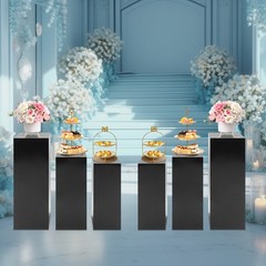 Black Metal Stand Display Pedestal Base 6PCS Square Metal Stands Display Pillars
