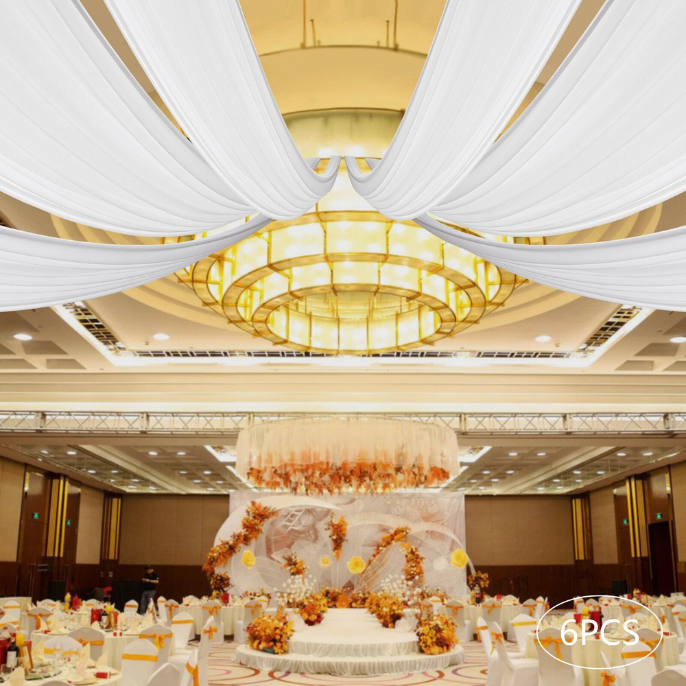 Ceiling Draping Sheer Voile Chiffon Backdrop Wall Divider Drape Panel Wedding~