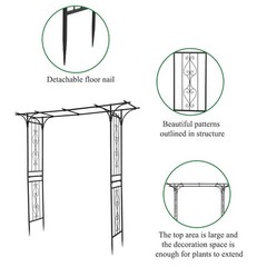 Metal Garden Arch Arbor Arbour Archway with Graceful Curve for Climbing Plants