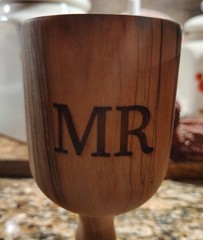 Olive Wood Goblets Mr & Mrs
