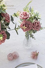 Artificial Flowers 25pcs Real Looking Dusty Rose Foam Fake Roses with Stems