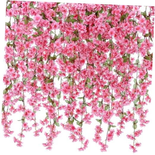 Pcs 92.5 FT Artificial Cherry Blossom Flower Vines Bulk Faux 12 Rose Red