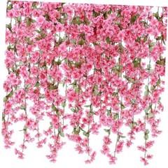 Pcs 92.5 FT Artificial Cherry Blossom Flower Vines Bulk Faux 12 Rose Red