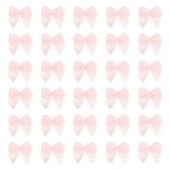 30 Pcs Mini Ribbon Bow 1″ Mini Fabric Satin Ribbon Flower Bows, Light Pink