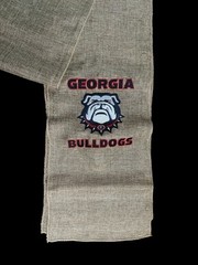 University of Georgia (UG) Burlap Chair Sash / Wreath Sash (2 Logos) 49k Stitch