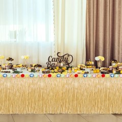 Gold Natural Hawaiian Grass Table Skirt Luau Party Decoration