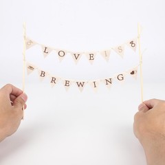Love Is Brewing Wooden Cake Topper, Brown & White, Bridal Shower Decor,
